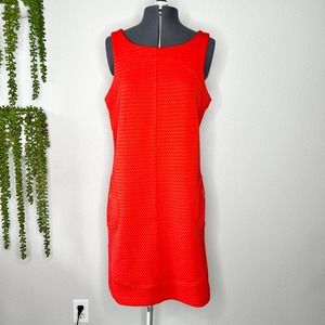Sharagano Red Subtle Chevron Boat Neck Sleeveless Dress Women's Size 6